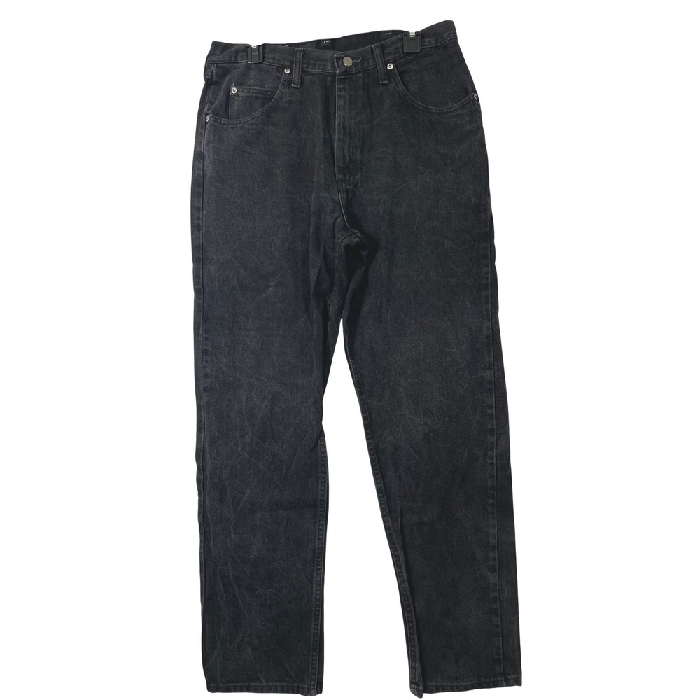 Wrangler Authentic Jeans Mens 34x34 Black Good‎ Faded Straight Leg 100% Cotton